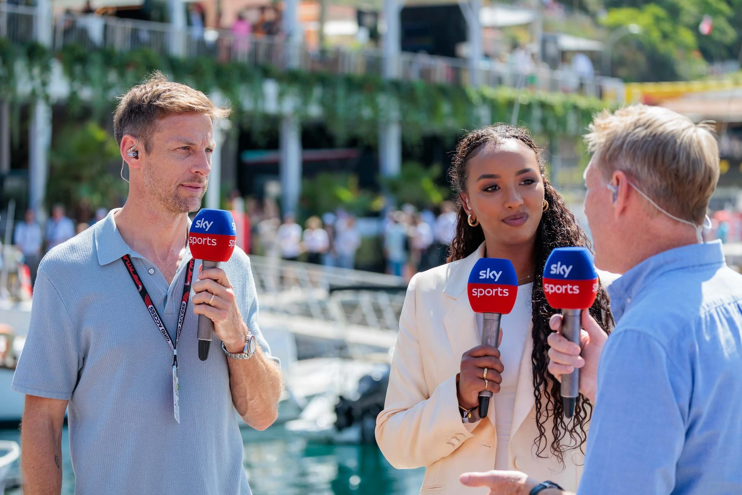 Sky Sports F1 Presenters - Jenson Button / Naomi Schiff / Simon Lazenby