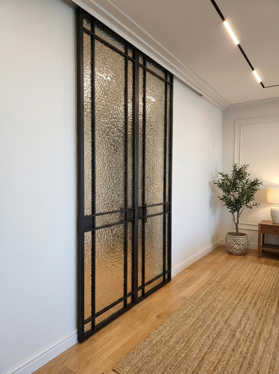 Süvistatud siiniga klaasist lükanduksed