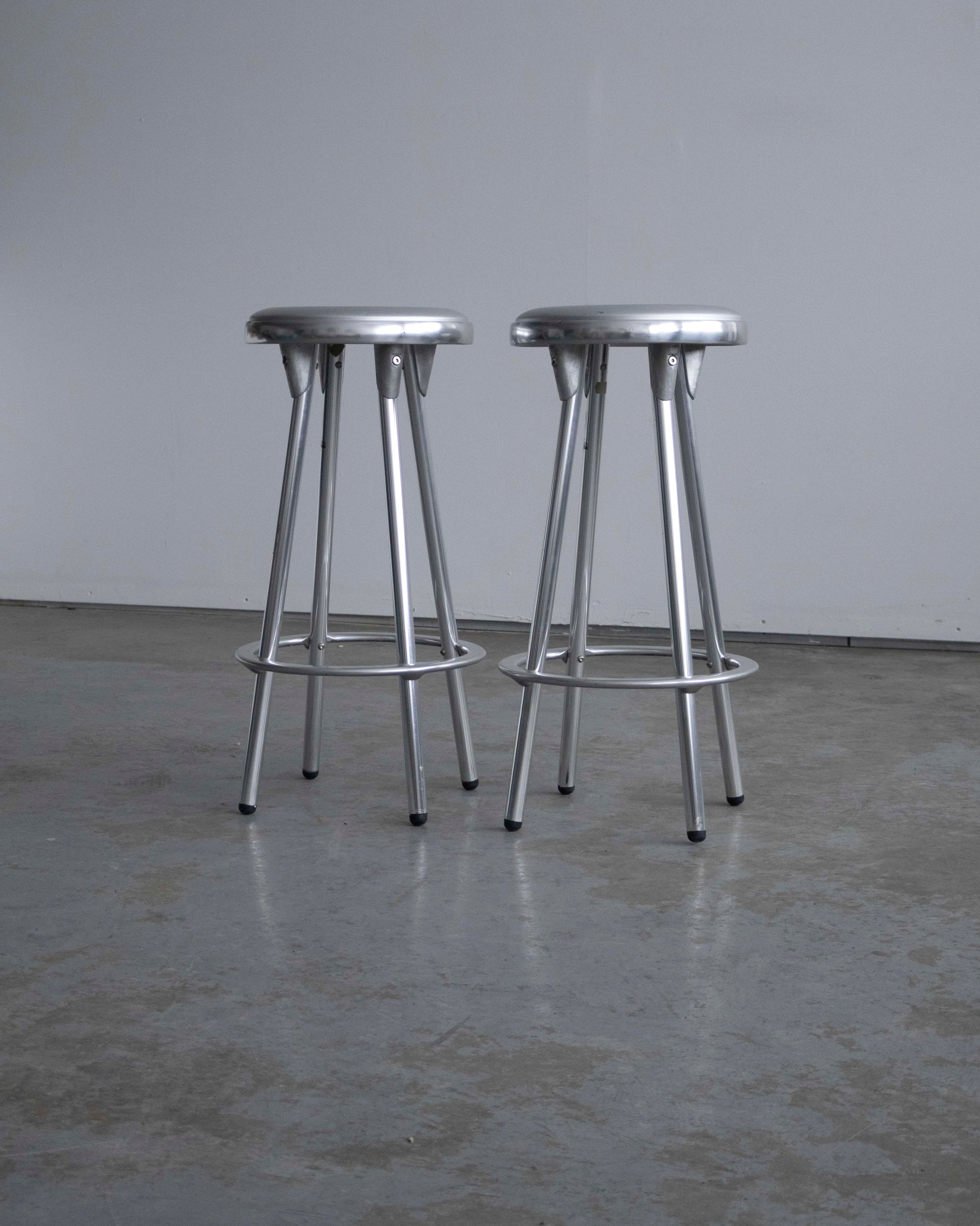 Industrial Bar Stools in Aluminum by Joan Casas Y Ortinez for Indecasa Spain vintage montreal