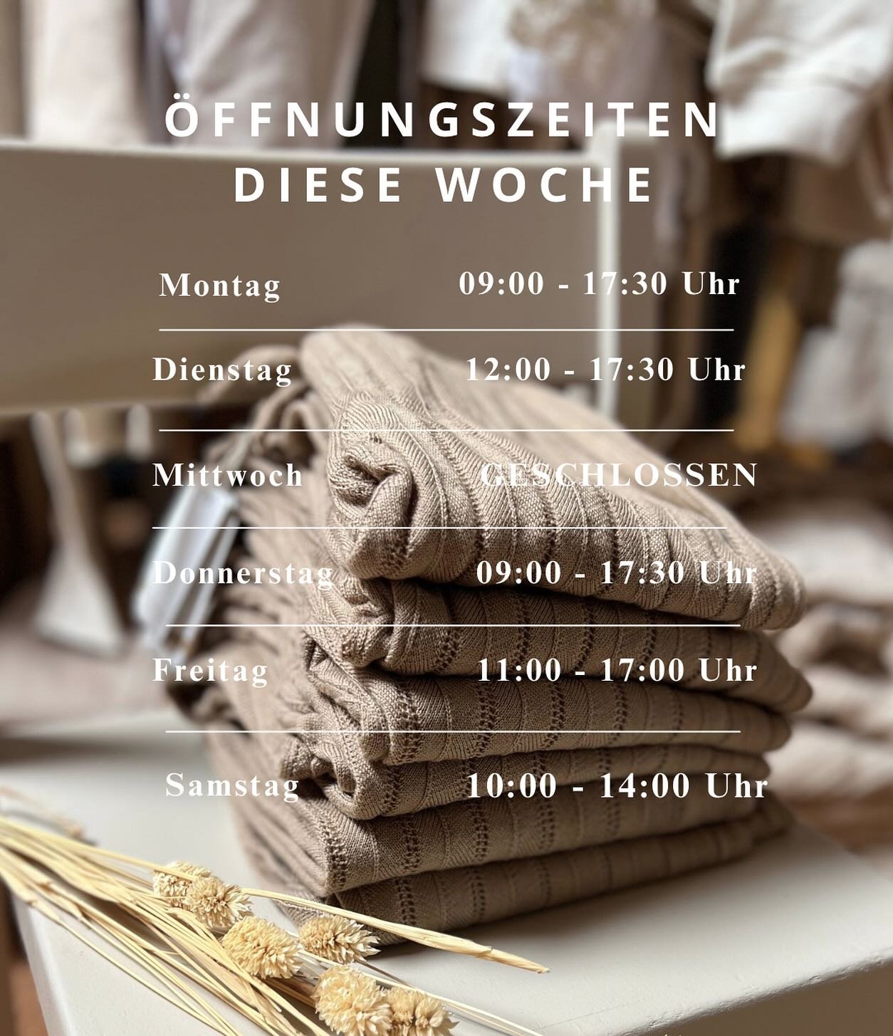 Bitte beachtet die angepassten &Ouml;ffnungszeiten am Dienstag und Freitag 💛