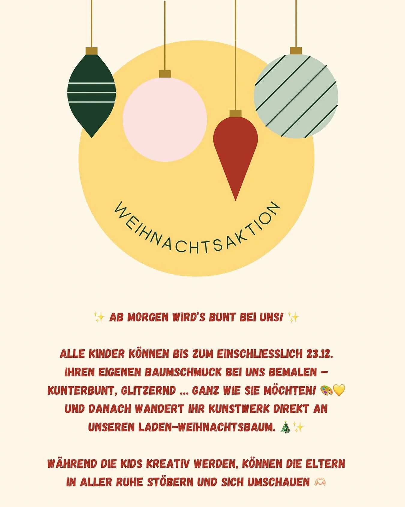 Wir freuen uns auf viele kleine K&uuml;nstler*innen und einen wunderbar bunten Baum! 💫
