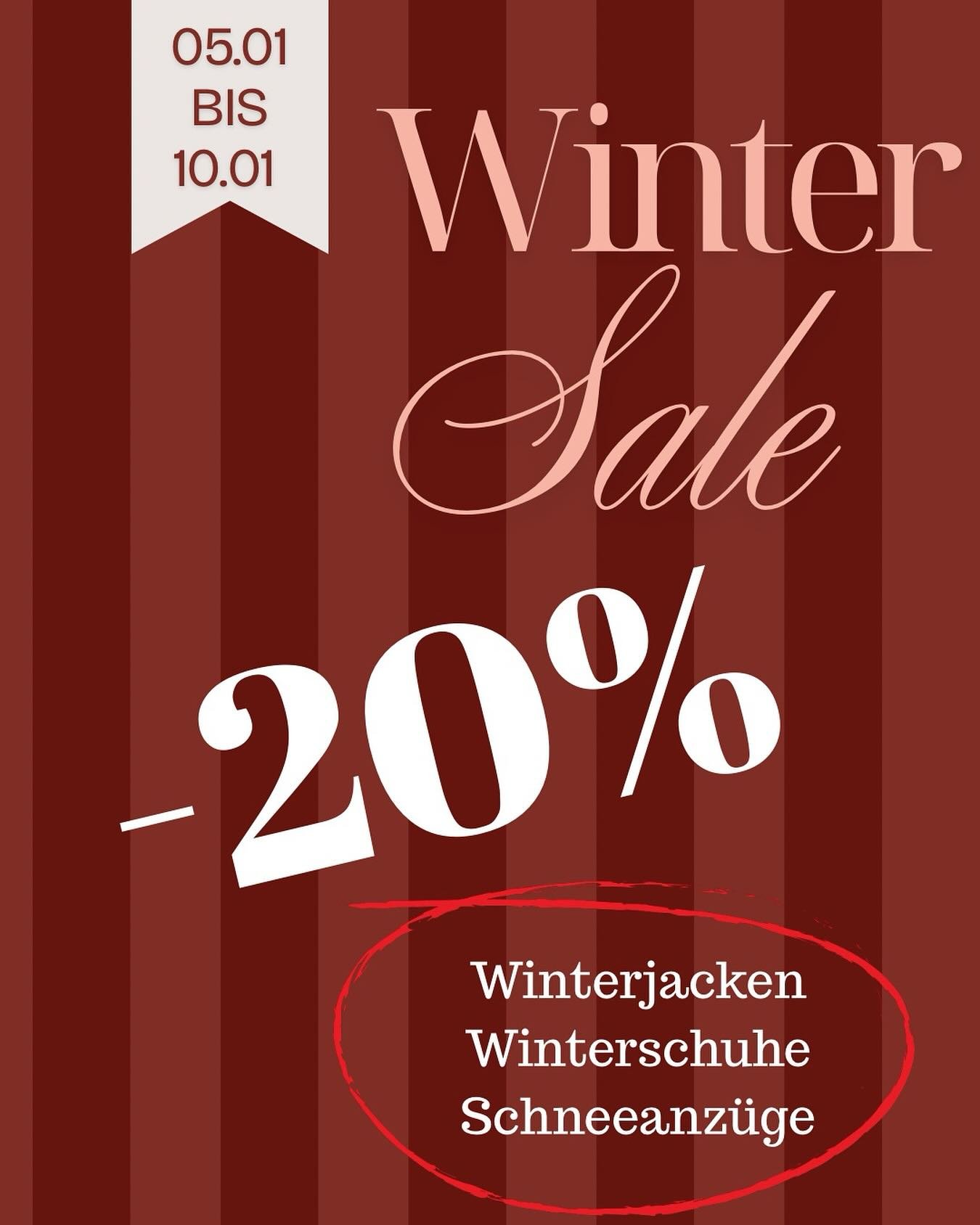 ✨ &ndash;20 % auf Winterjacken, Winterschuhe &amp; Schneeanz&uuml;ge ✨Der Winter bleibt &ndash; und der n&auml;chste kommt bestimmt ❄️
Perfekt, um jetzt zu sparen &amp; schon an den n&auml;chsten Winter zu denken ♻️