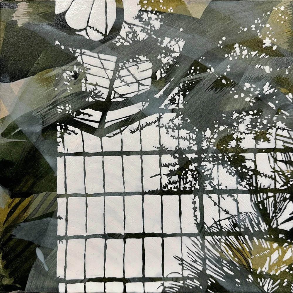 'palm house VI', acrylic on paper, 25x25cm