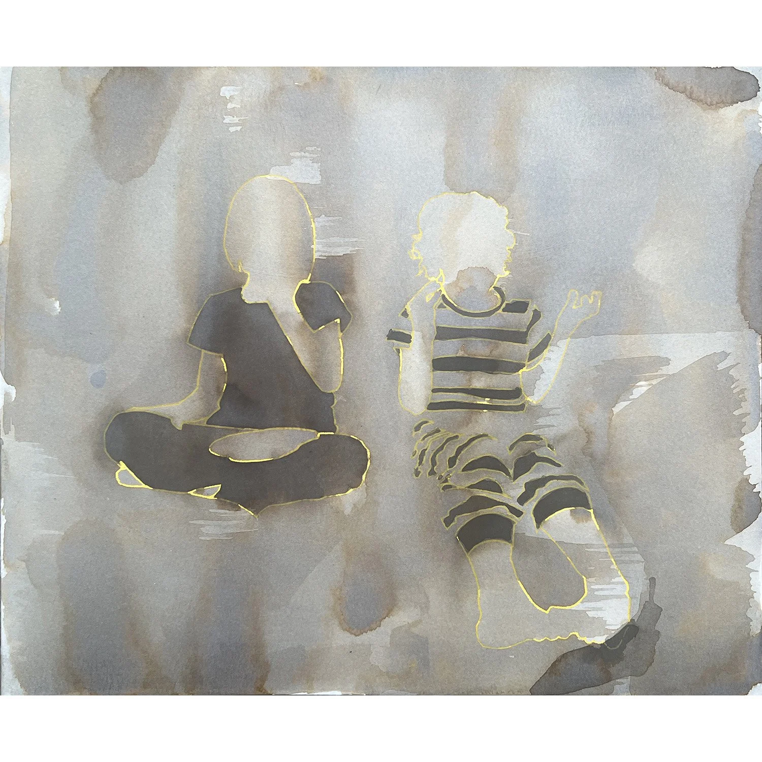 'tv breakfast', ink and mixed media on paper, 30.5x25.5cm