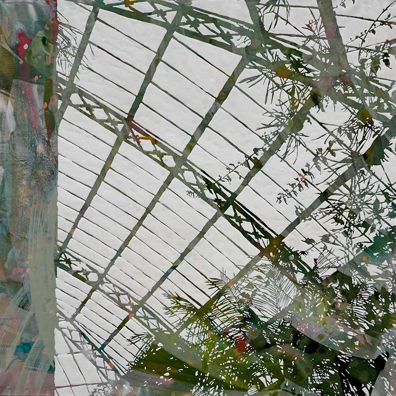 palm house II, acrylic on paper, 60x60cm