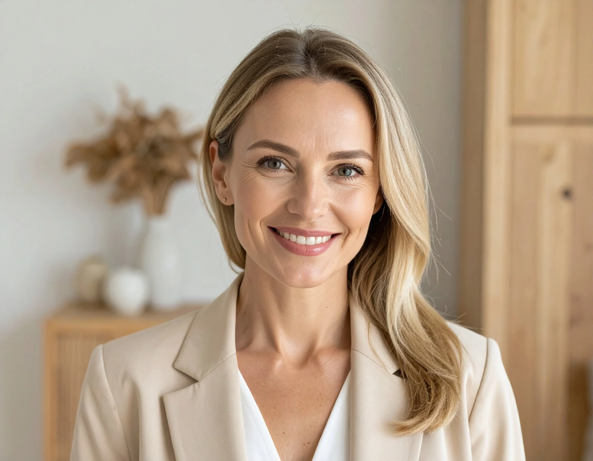 Firefly_Elegant executive with warm smile and playful curiosity in her eyes in warm neutral l 26808.jpeg