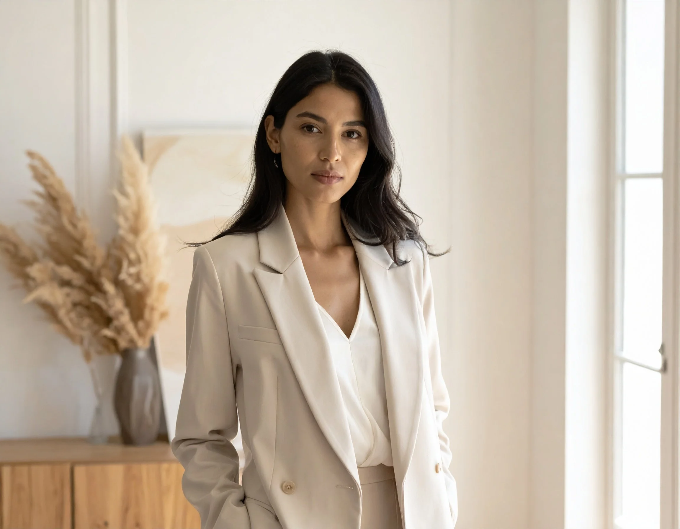Firefly_Elegant female executive model in warm neutral luxury setting. Minimalist sophisticat 587699.jpeg