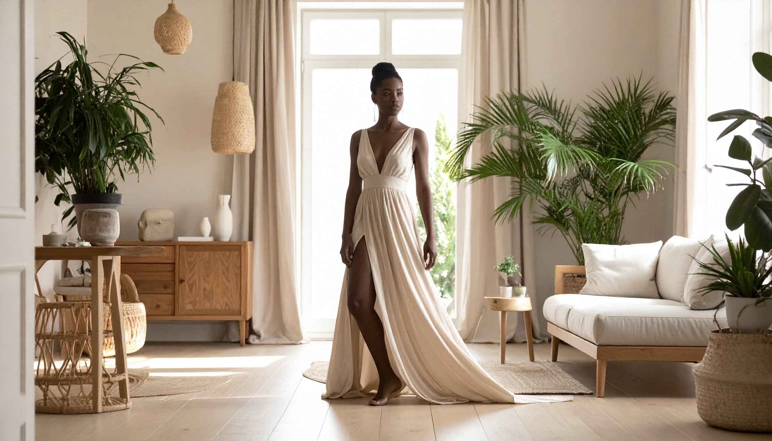 A female executive in her home