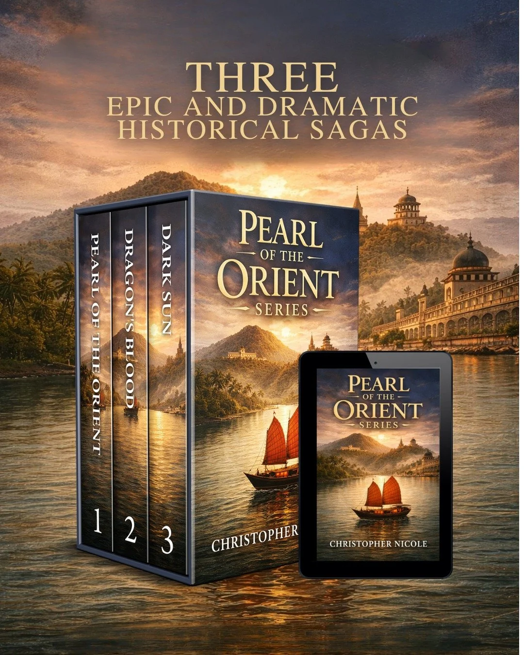 EMPIRES RISE. PIRATES RULE. FORTUNES ARE WON. ⚔️🌊

PEARL OF THE ORIENT by Christopher Nicole
Out now for just &pound;0.99 👉 https://geni.us/pearl-of-the-orient-fb

Three epic, sweeping historical sagas set across Southeast Asia&rsquo;s most volatil