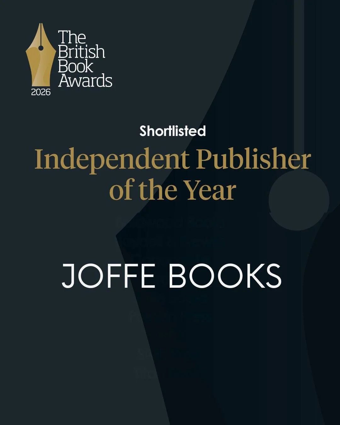 We are beyond thrilled to announce Joffe Books has been shortlisted for Independent Publisher of the Year at The British Book Awards 2026! 🎉 #BritishBookAwards #Nibbies @thebritishbookawards