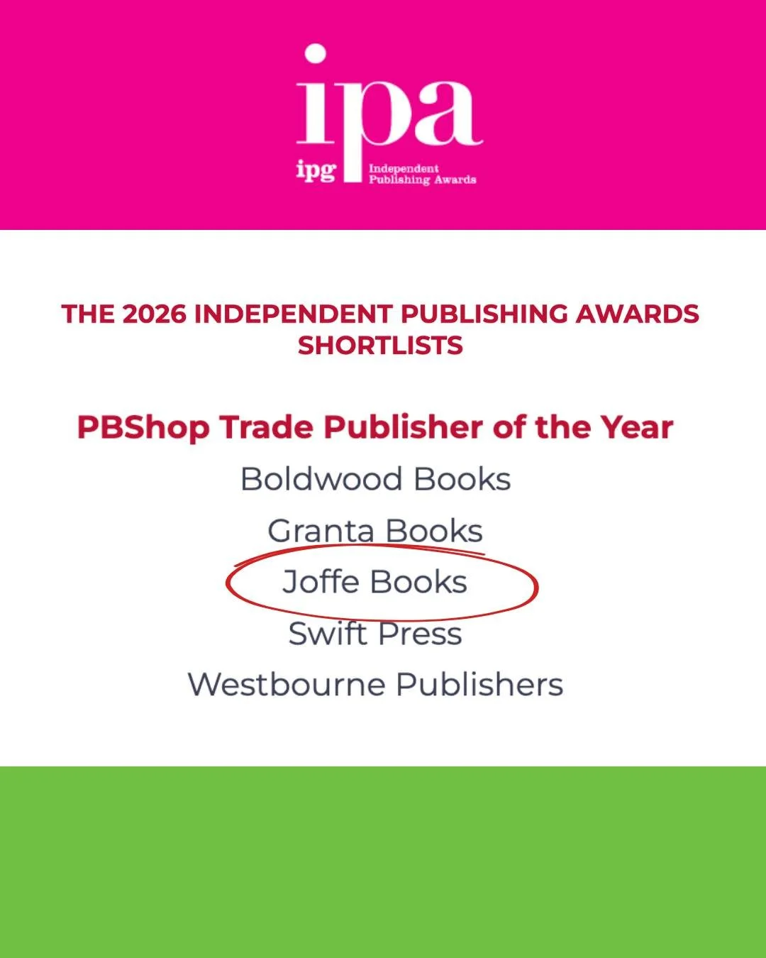 Huge news! We've been shortlisted for Trade Publisher of the Year at this year's IPG Awards. 🏆 Winning this title back in 2023 remains a highlight for the entire team, and we couldn&rsquo;t be more excited to be back in the running! 🩷💚 #IPGAwards 