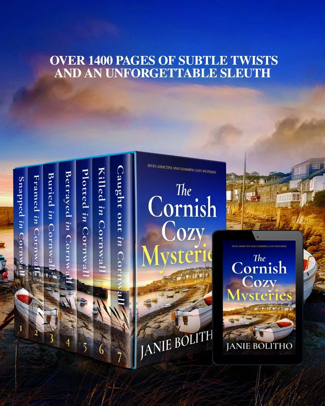 Cream teas. Sea views. Murder 👀
Welcome to Cornwall&hellip;
where the villages are charming
and the secrets are deadly.
Seven mysteries.
One unforgettable sleuth.
Over 1400 pages to get lost in 📚
THE CORNISH COZY MYSTERIES by Janie Bolitho. Yours f