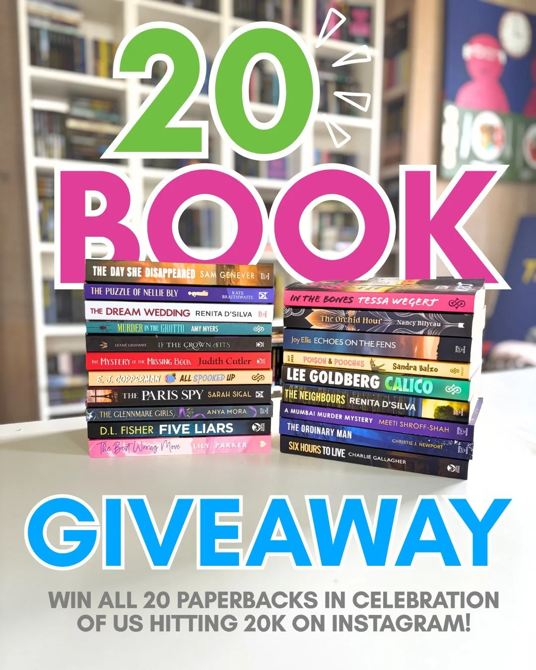 ✨ A MASSIVE BOOK GIVEAWAY ✨

20K?! WHAT?! 😭🎉 We&rsquo;re celebrating hitting 20,000 of you lovely lot the only way we know how&hellip;

You could win ALL 20 paperbacks stacked right here 👀📚 Because honestly&hellip; one book wasn&rsquo;t going to 