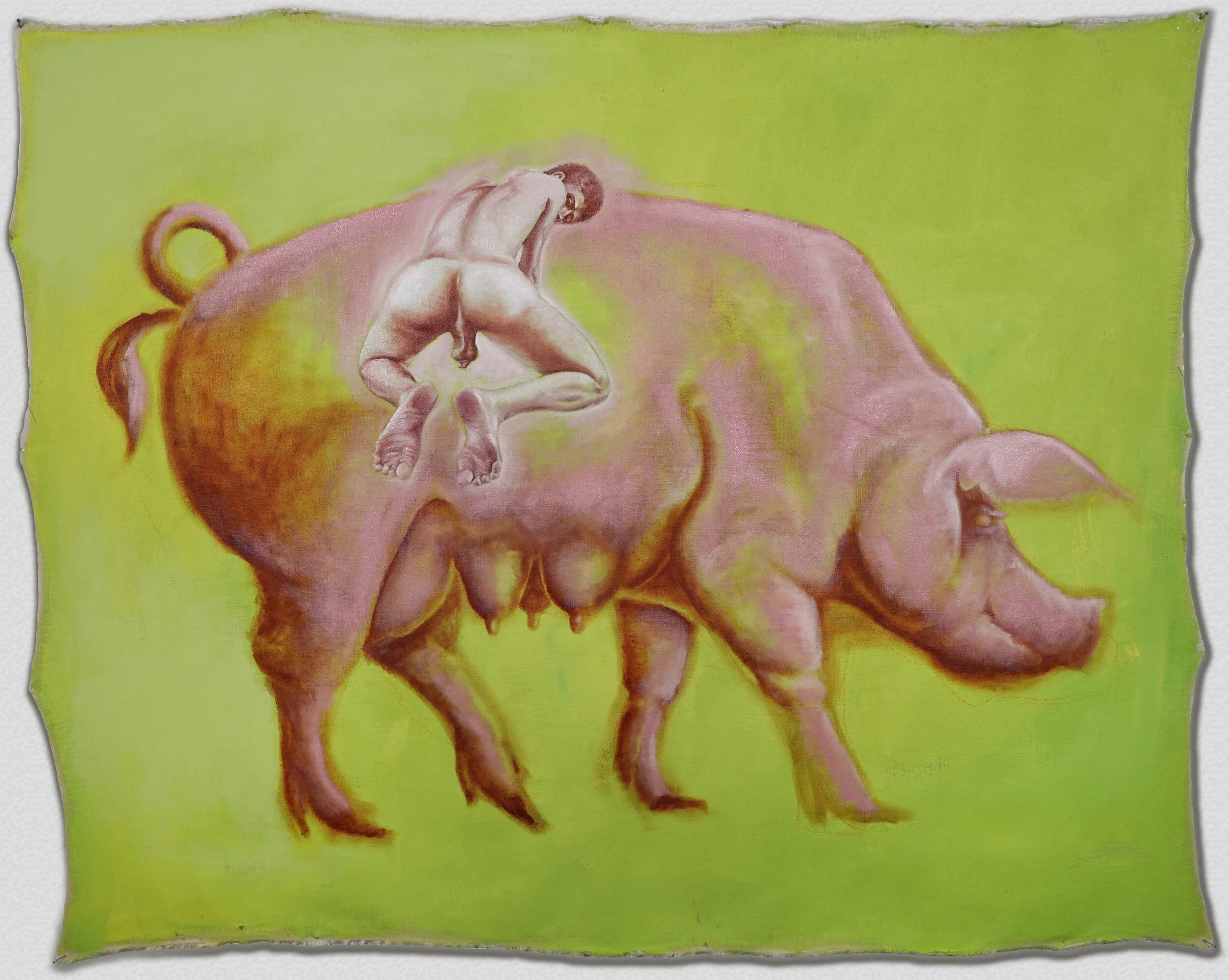 Fig. 3. Pigboy, 2019, oil on unstretched canvas. 71” x 59”.