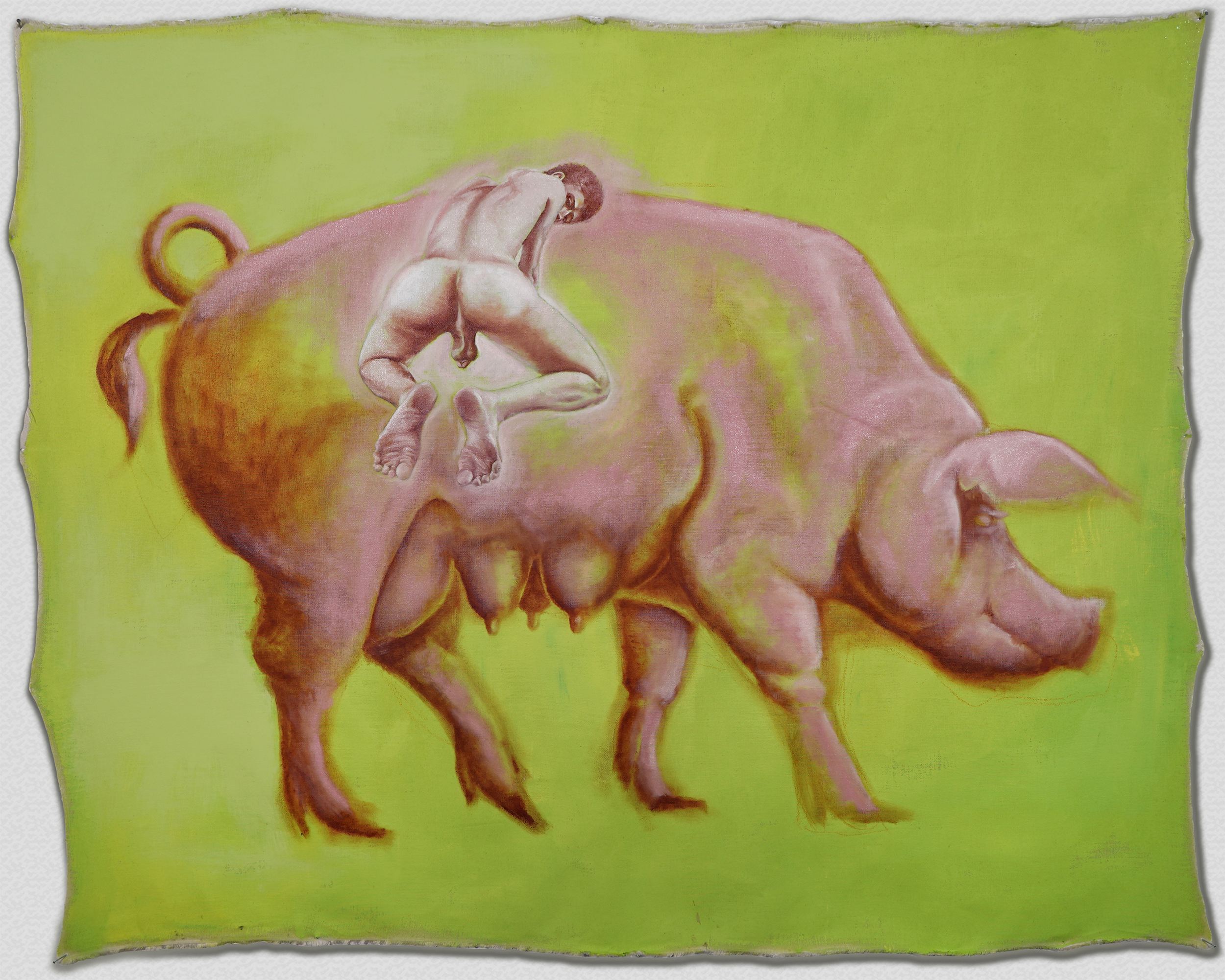 Pigboy, 2019.  Oil on unstretched canvas.  71” x 59”.