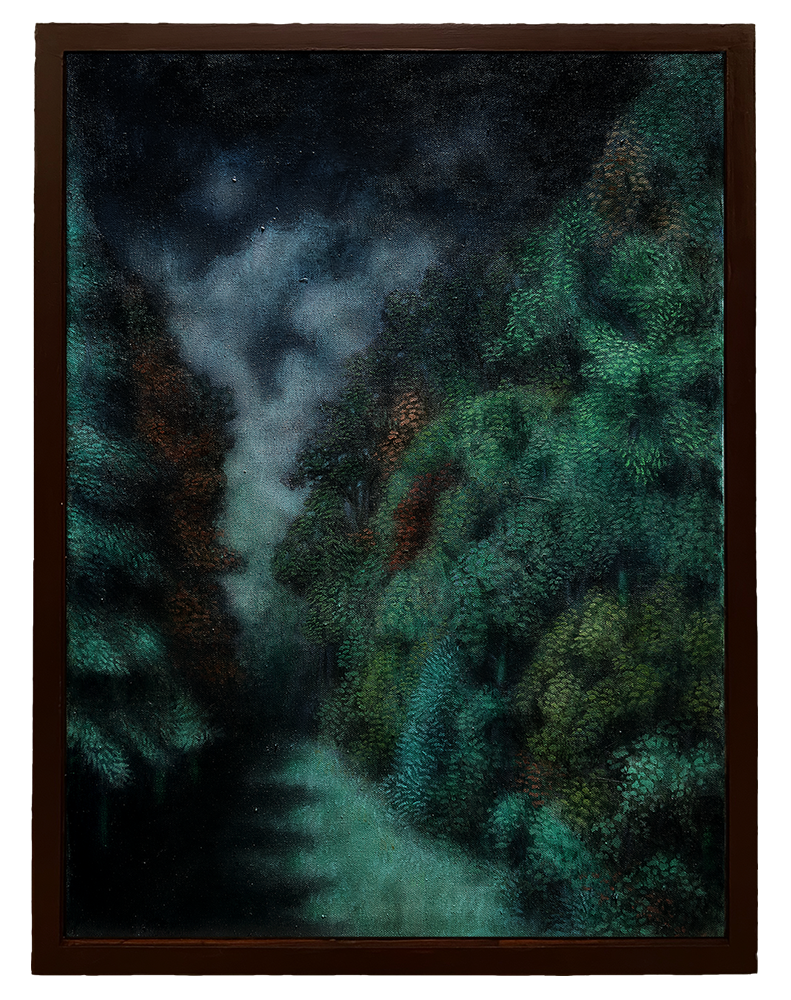 Forest Scene, 2021. Oil on canvas. 18” x 24”.