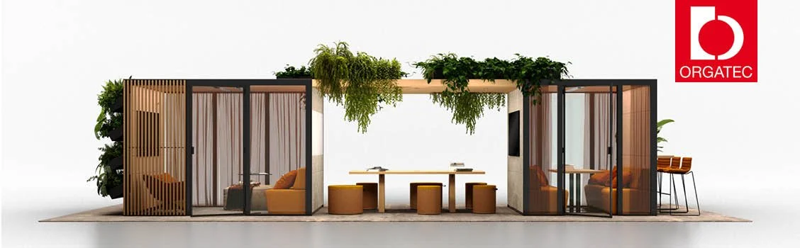 Ecolution Design Eco Pods presented at the ORGATEC workplace design fair.