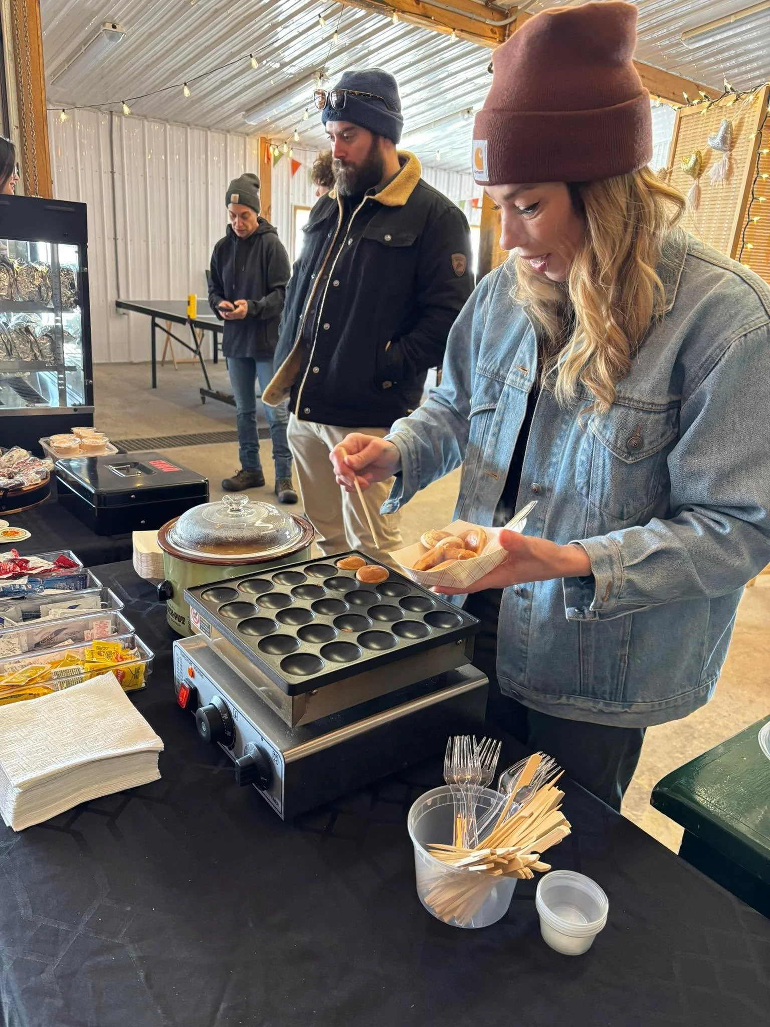 First mini pancakes are up! Come by for great brunch. It&rsquo;s warm in here😉