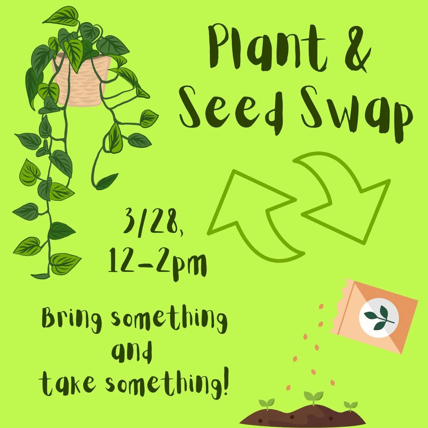 It's officially spring, and we're feeling like growing things. How about you? Come to the Cidery this Saturday 3/28 from 12-2pm for a community plant &amp; seed swap 🌱. Houseplants, outdoor transplants, cuttings, and seeds welcomed (no diseased plan