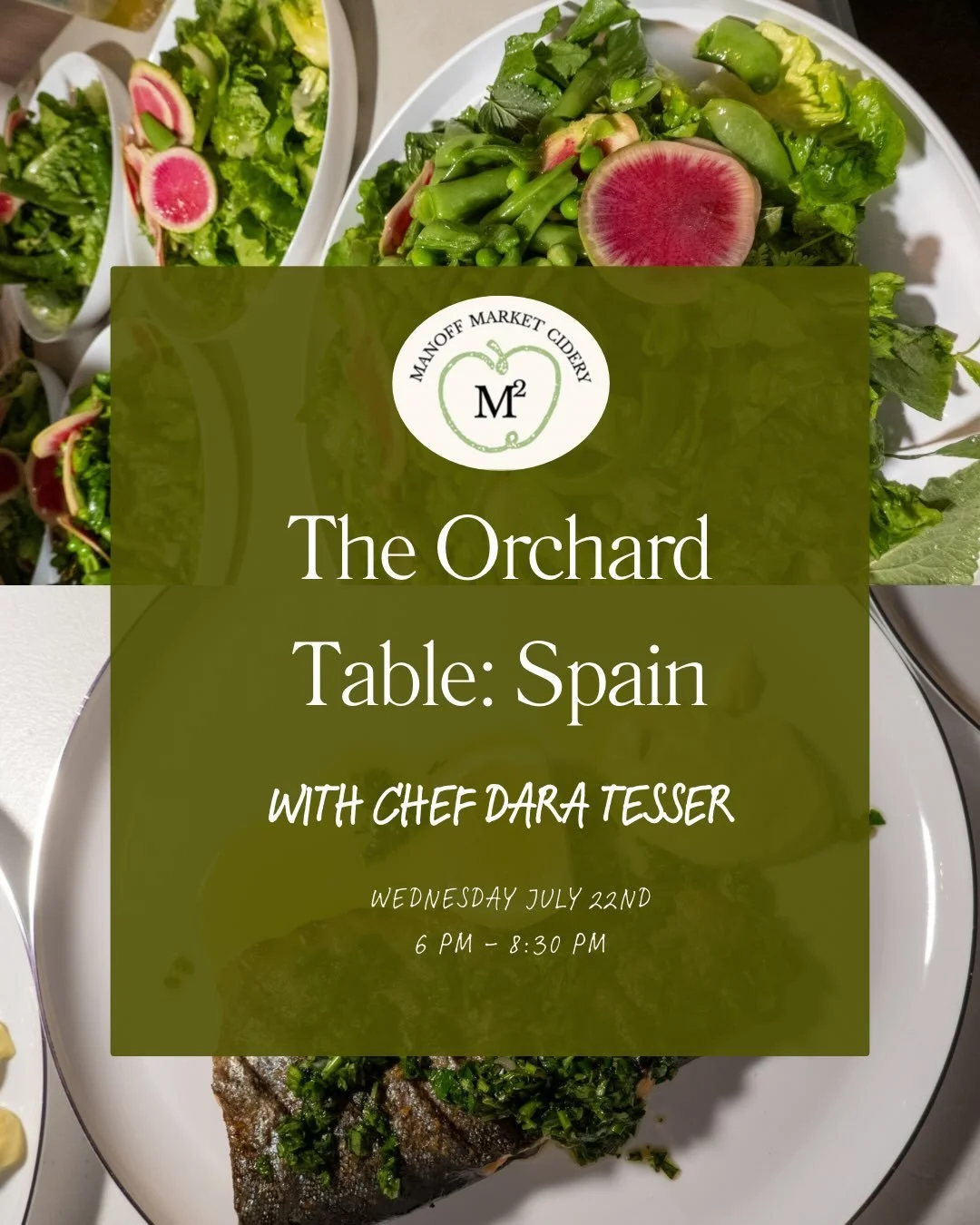 Chef Dara Tesser of The Carversville Inn presents an intimate Spanish‑inspired dinner, set in the orchard. Guests will dine at communal tables laid simply with seasonal florals and soft candlelight.

Dara emphasizes the ability of food to bring peopl