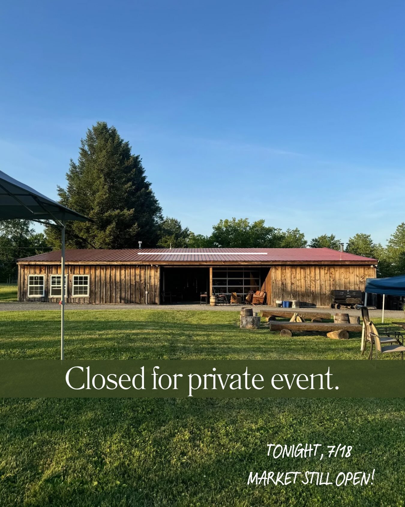 Our garden and cidery will be closed tonight 7/18 for a private event. 

You can still visit us in the market until 5:30 PM for shopping and cider sales 🍎

Have an event you want to host at the cidery? Visit our website or send us an email to inquir
