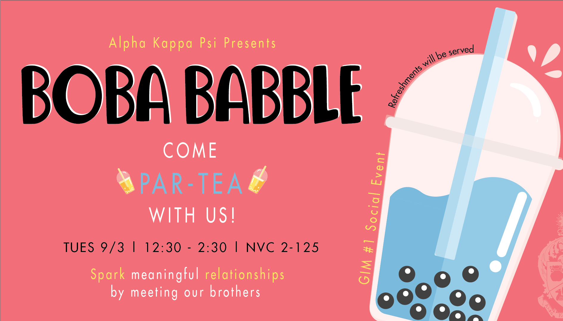 AKPSI Boba Social Event Facebook Event Banner