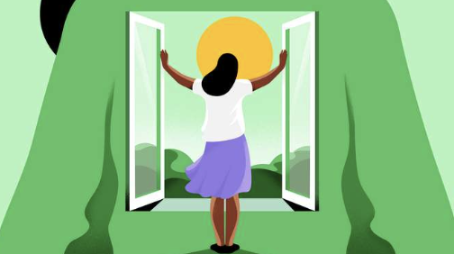 Women opening a window