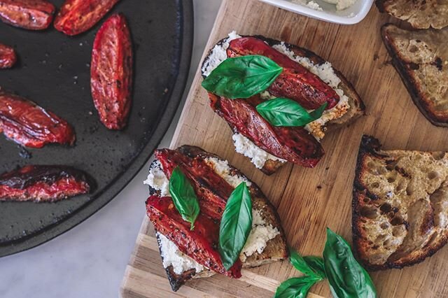Happy long weekend! Don&rsquo;t want to waste the beautiful sunshine indoors cooking all day? Me neither! This tomato and ricotta toast is a perfect little grilled bite that takes just minutes to prep and will go down easy with whatever you&rsquo;re 