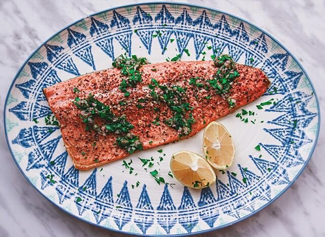 Spring is finally here, and I am soooooo ready to trade in the heavy winter dishes for something light and fresh. Give this roasted trout with caper salsa a try for your springtime Sunday night dinner. Ready in less than 30 minutes, which gives you p