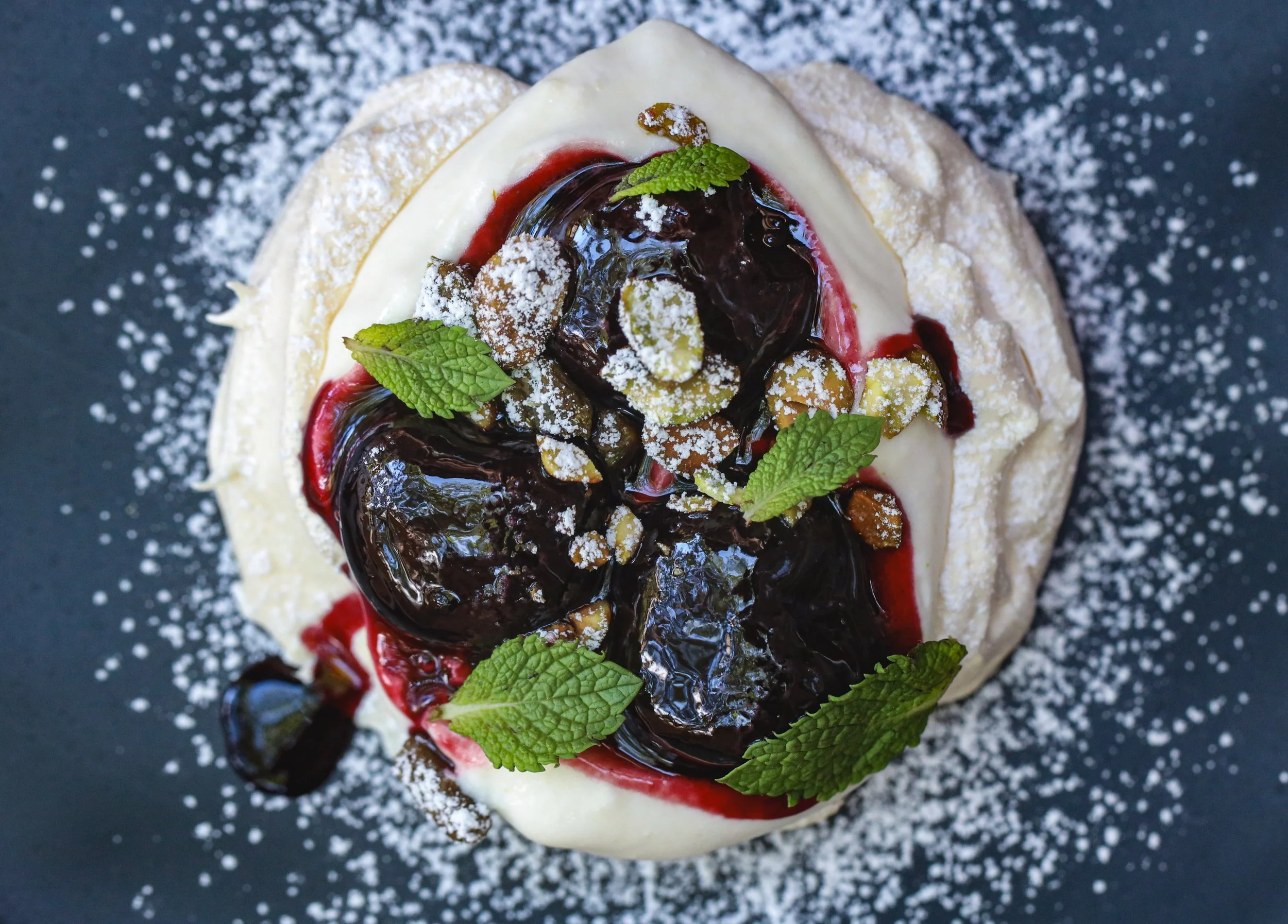 Cherry and Mascarpone Pavlovas