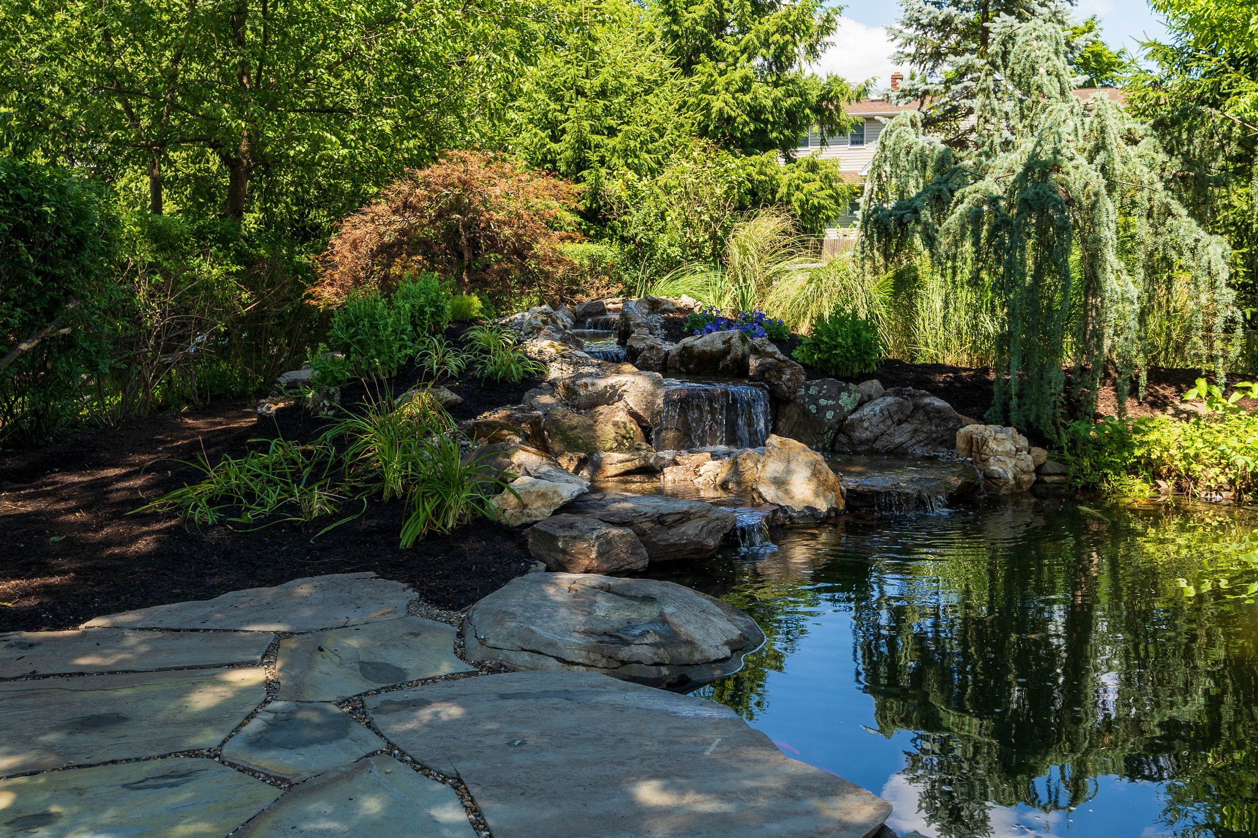Pond, Waterfalls, and Natural Patio, Pequannock New Jersey