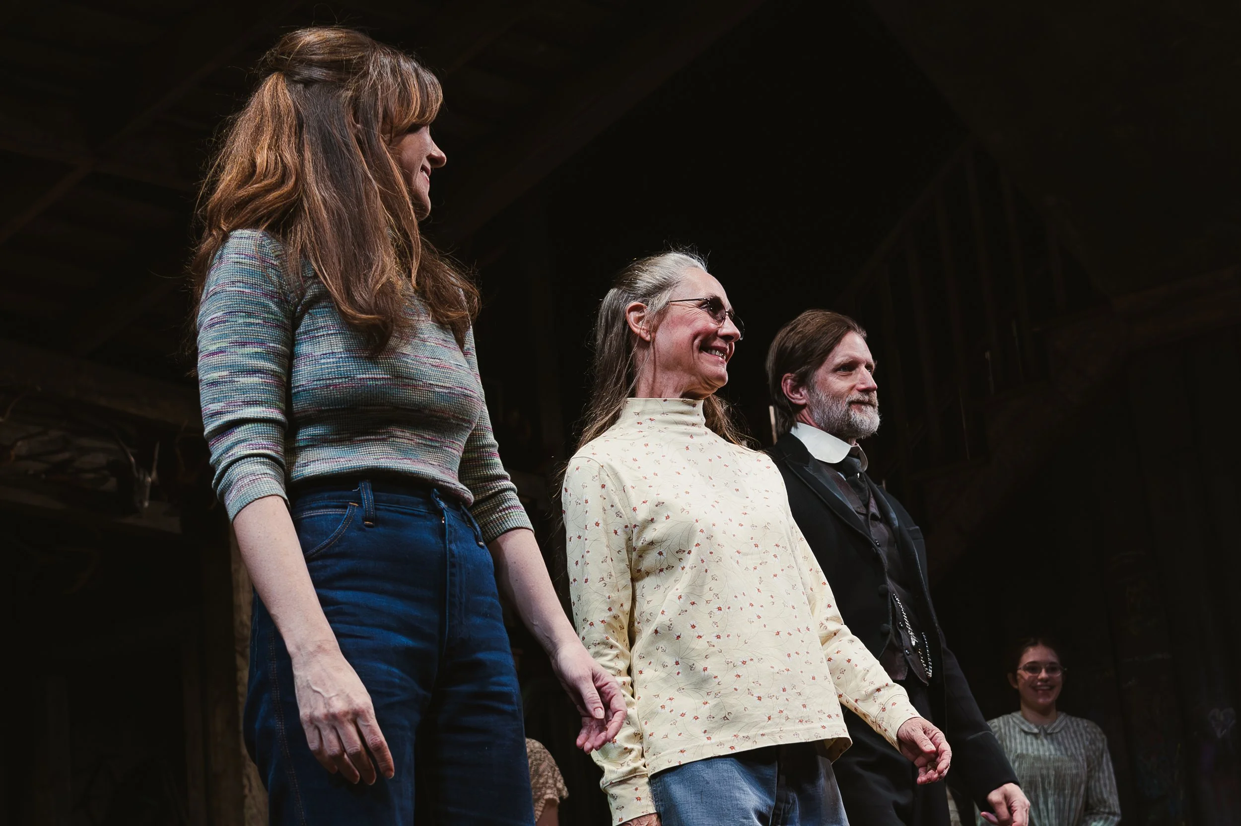 Claire Karpen (Max), Laurie Metcalf (Raleigh) and Paul Sparks (Henry)