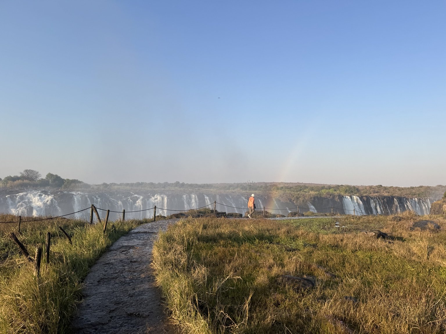 Victoria Falls and a walking path overlooking the gorge during the Southern Africa journey.