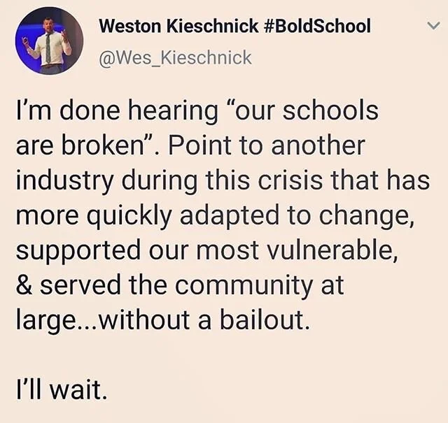 Our schools were never broken, our teachers are not broken, our children are not broken. Our systems are broken because of our decision makers and their unwillingness to base ALL that is done in our education system (infancy &amp; beyond), healthcare