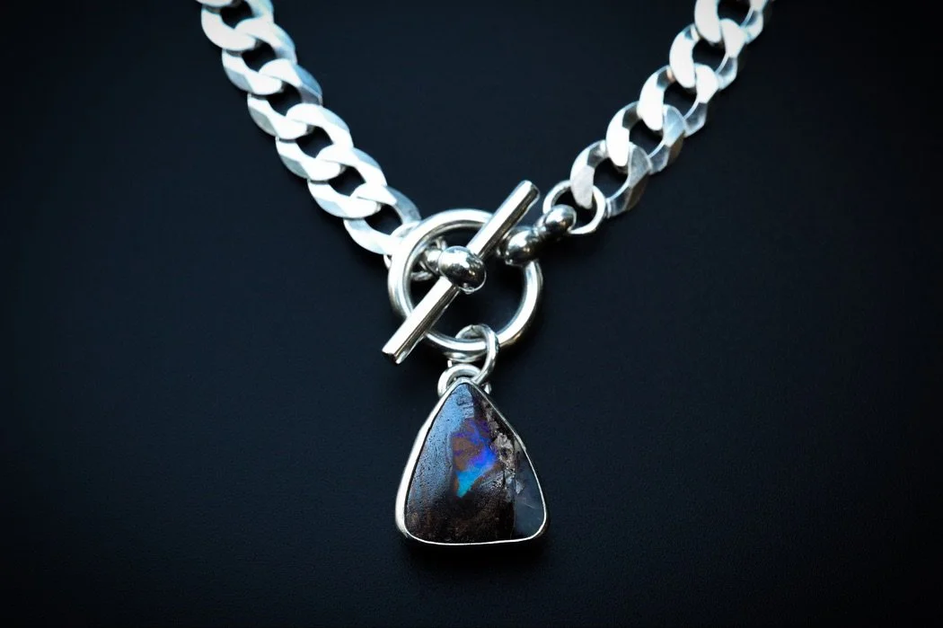 A closer look at the Yowah opal necklace! The Yowah nut is a type of precious opal, found within the Yowah opal fields situated in Yowah, Shire of Paroo, South West Queensland, Australia. I got this stone directly from the miner and lapidary artist a