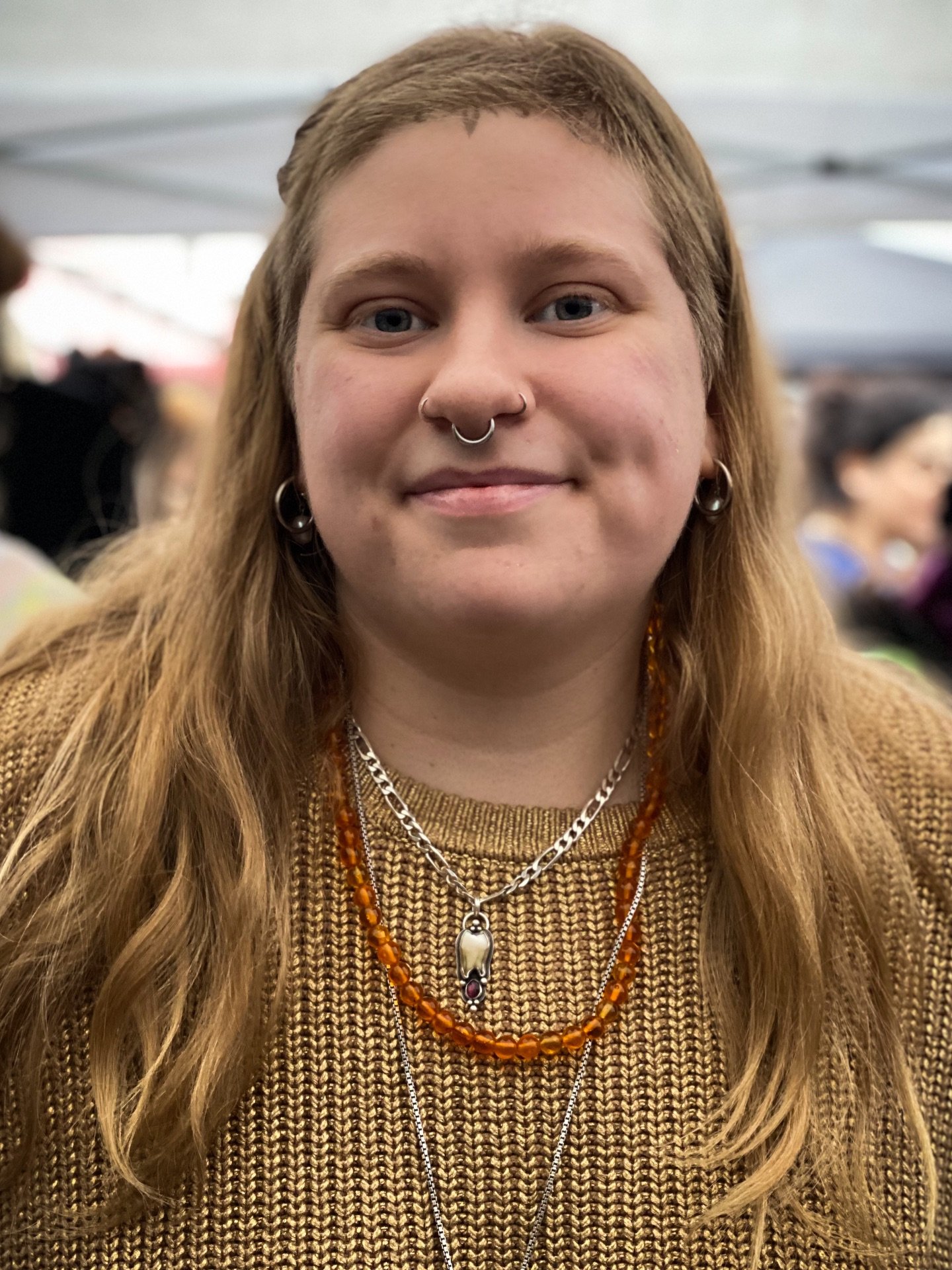 I completely forgot to get a photo of my booth at @yallmartsc yesterday, just being in the moment and having a great day despite the cold. I did manage to get this beautiful photo of a client wearing a custom tooth and tourmaline necklace I made for 