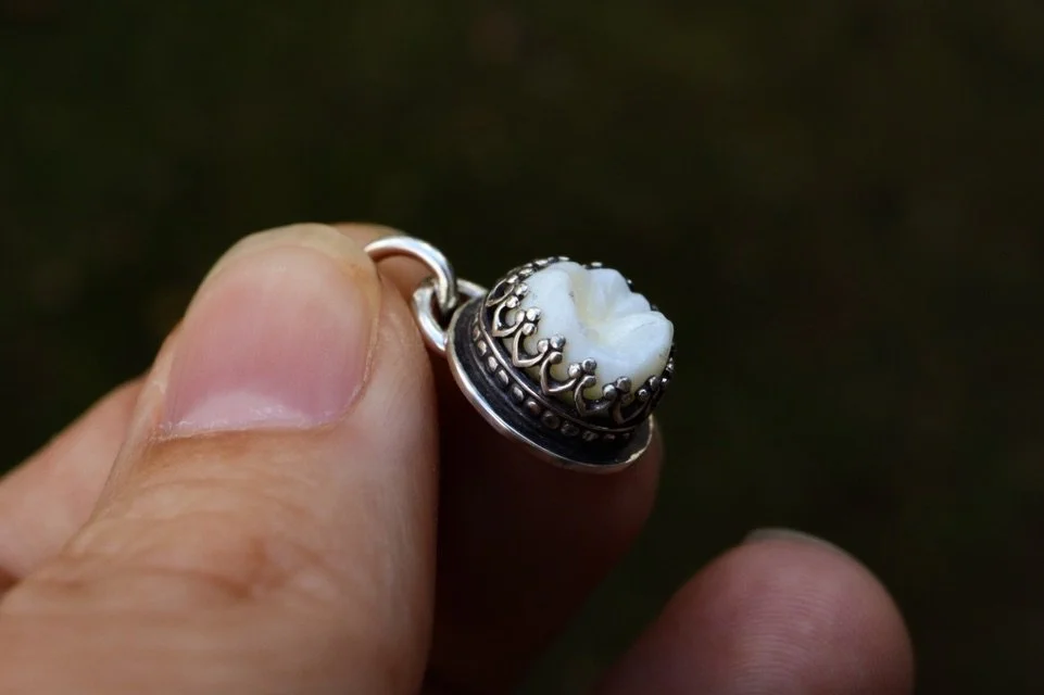 A custom memorial pendant for a client featuring a beloved tooth. It&rsquo;s always an honor to create such special pieces. Thank you for your trust.

If you&rsquo;re in the Augusta area I&rsquo;ll be set up at the @se_punk_flea_market all weekend fr