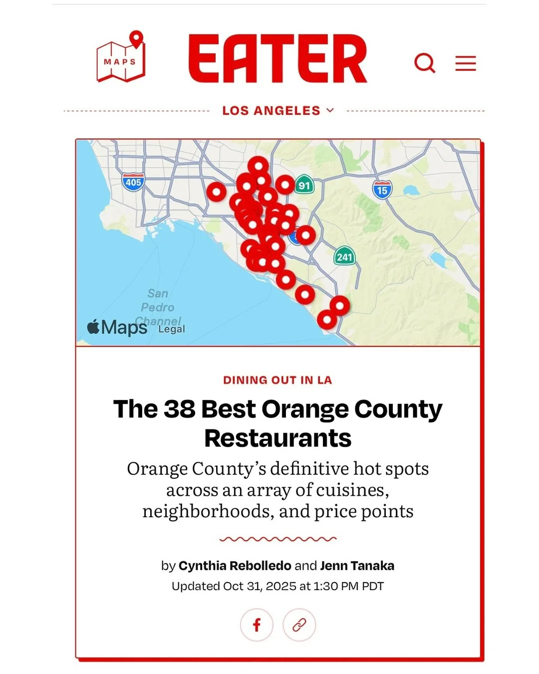 Thank you @jenn.tanaka @sqzmyorange for including us in @eater_la best OC restaurants list, it&rsquo;s always such a huge honor!

Not going to lie, I got a little nervous scrolling through the list hoping to see our name 😅