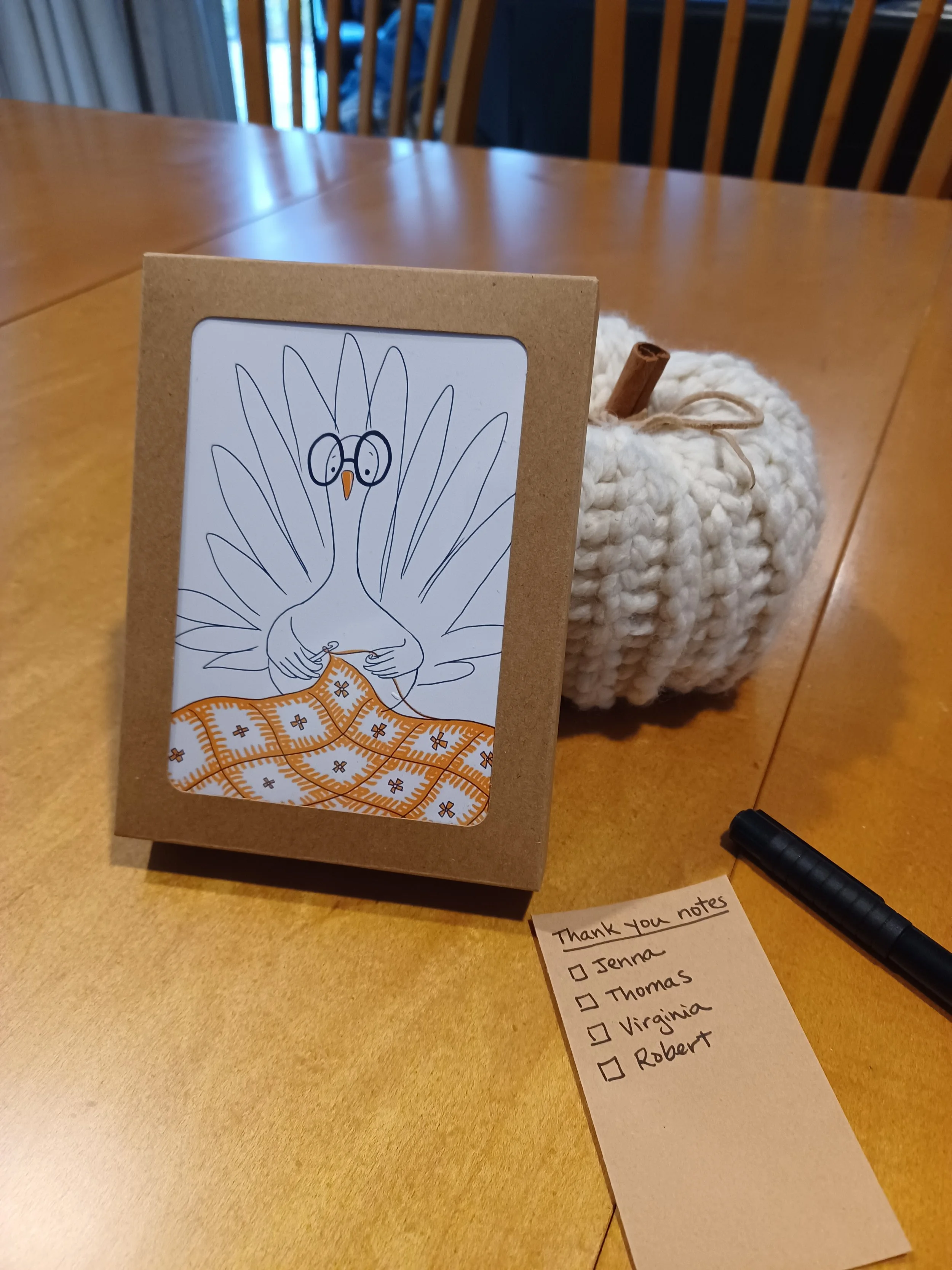 Thankful Turkeys : Set of 4 Notecards with envelopes