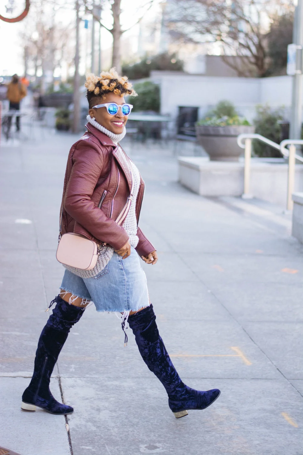 Distressed Denim Short + Over The Knee 
