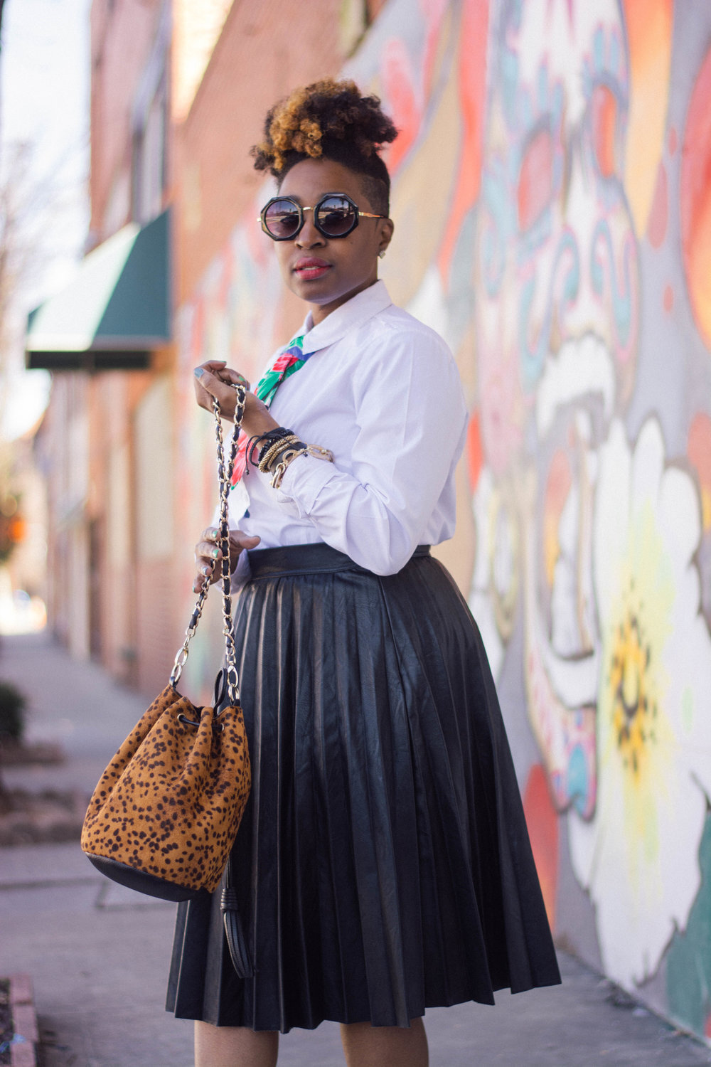 Faux Leather Pleated Skirt + White Sneakers_2.jpg