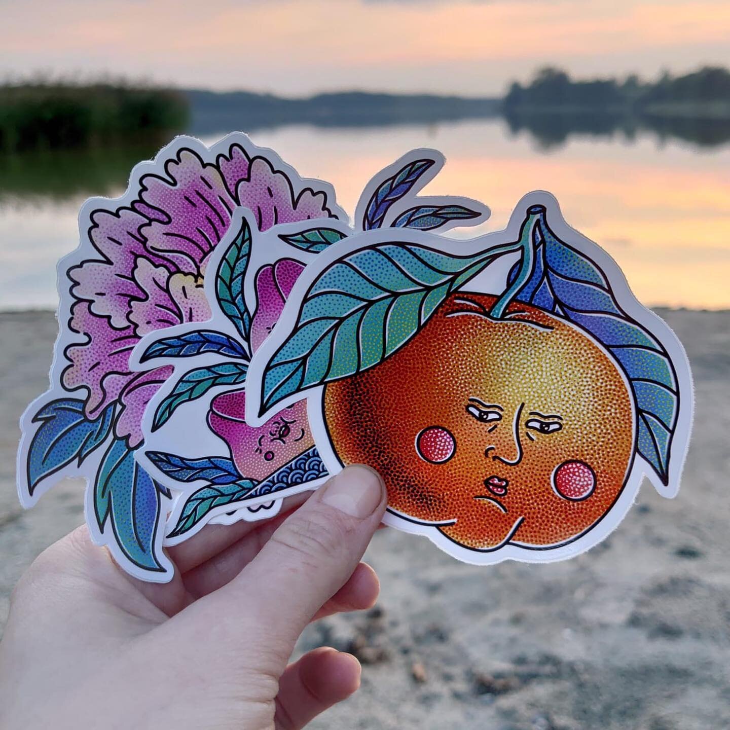 Came across some photos of my stickers from a trip to my parents last year. Excuse my foraging hands, it was a mushroom picking season 💅🍄

Someone told me my flower sticker looks like Trump and I can&rsquo;t unsee it 😱

#illustration #stickerart #