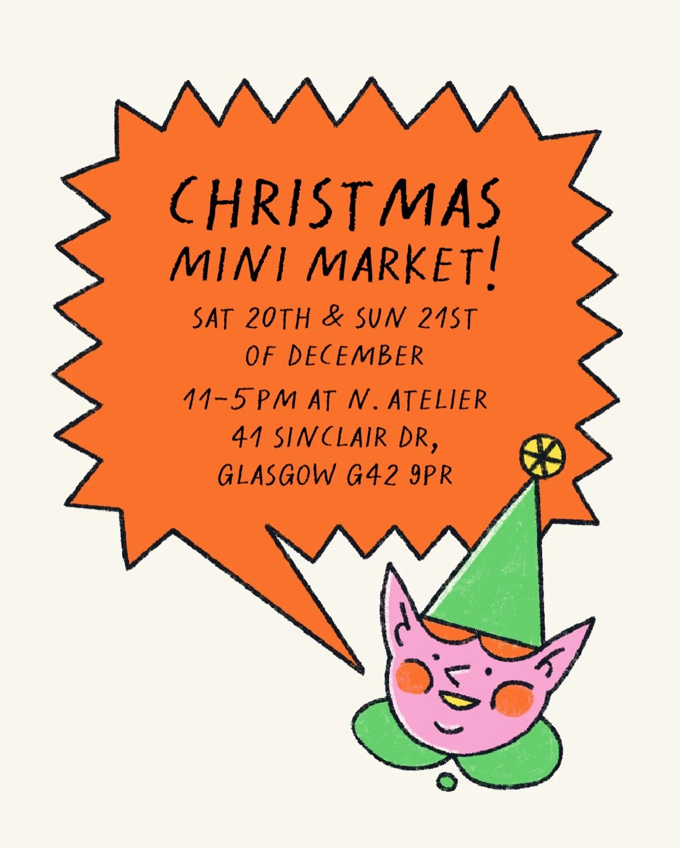 Excited to be finishing off my market season this year at the lovely @natelier.41 . N.atelier is a beautiful independent artist space and Korean Cafe in the Southside of Glasgow. Come get some tasty Gimbab, last min Christmas cards or just come say h