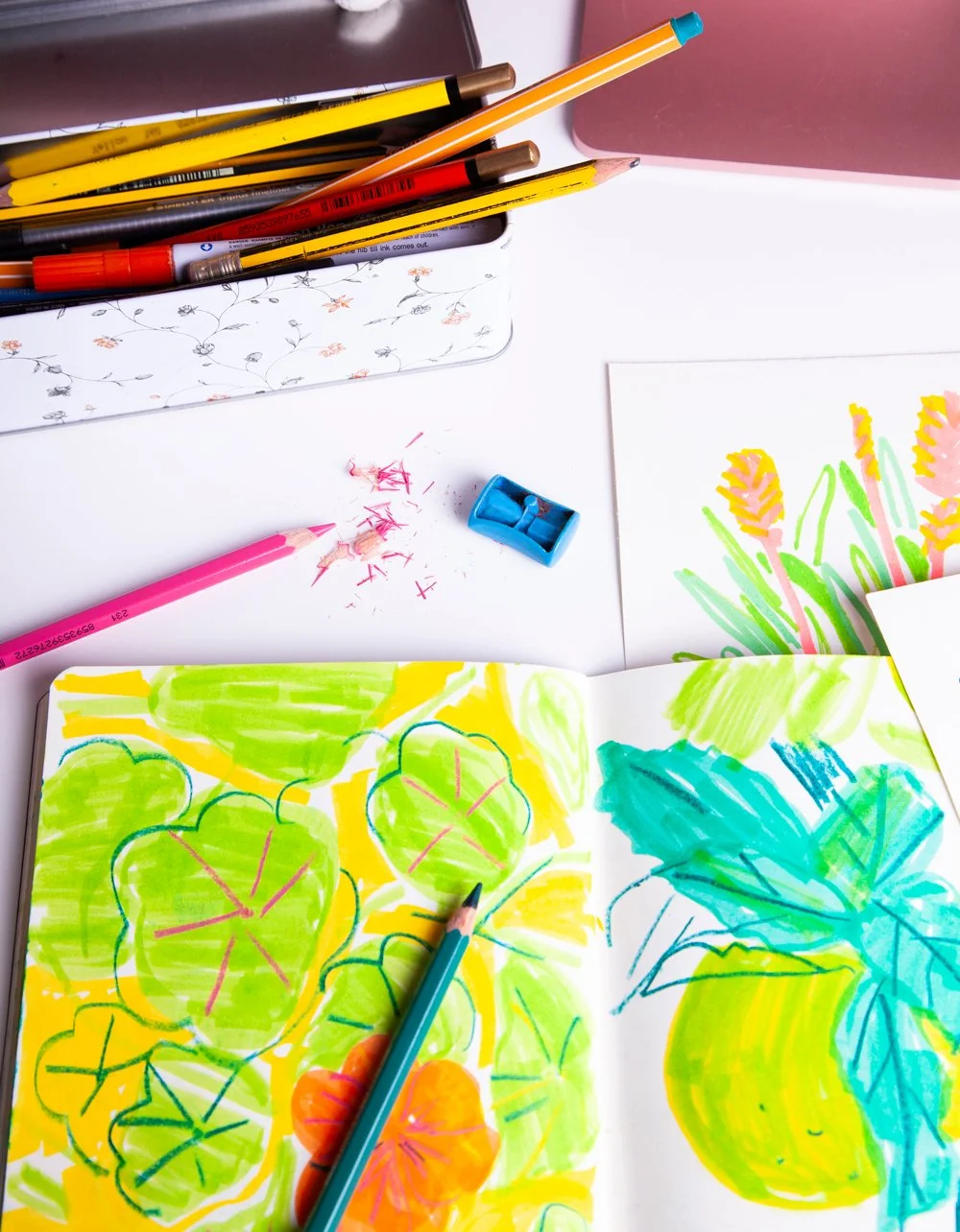 Sketchbook work from a nature drawing workshop in Glasgow. Classes led by the illustrator Jagoda Sadowska.