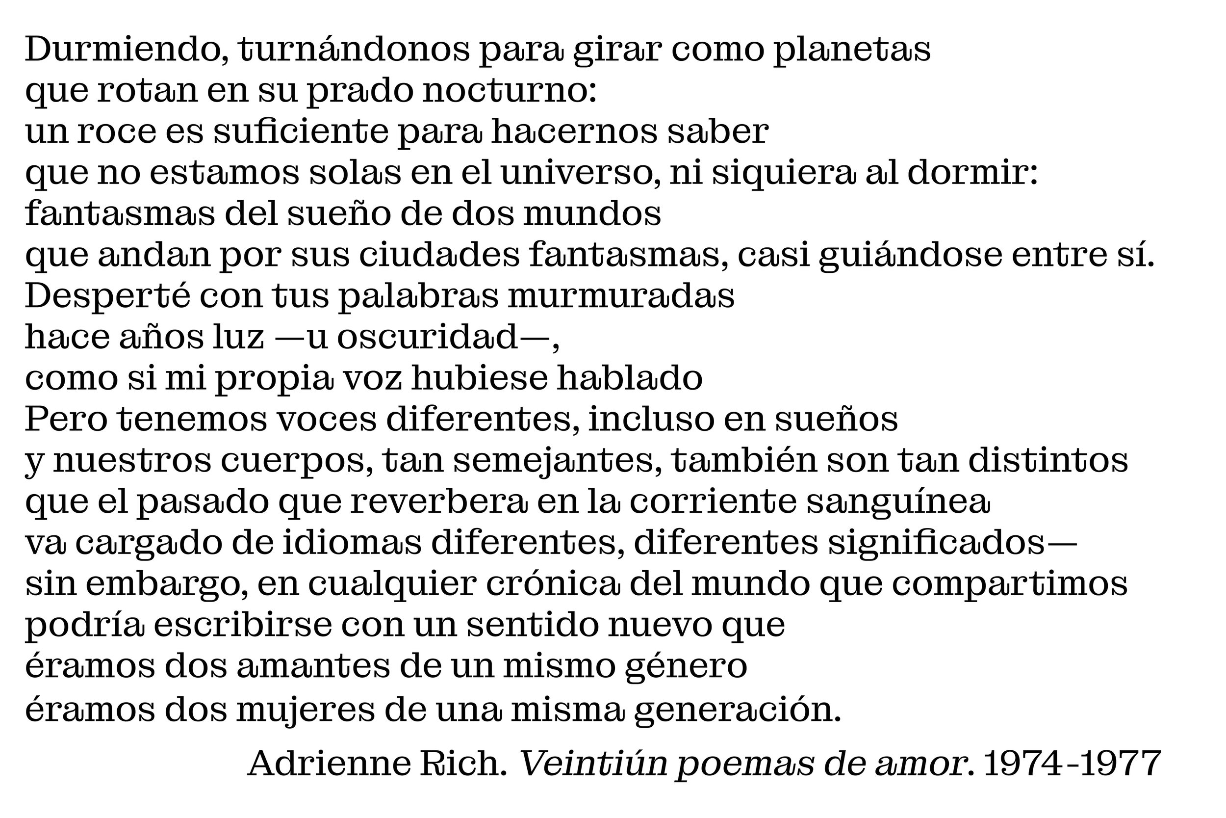 Adrianne Rich veintiun poemas de amor