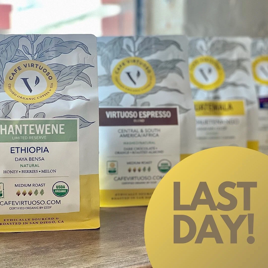 LAST DAY SALE! Buy one bag of coffee, get the second bag for 50% OFF in the cafe only! 🙌
50% OFF SECOND BAG APPLIES TO GUATEMALA, MEXICO OR COLOMBIA LA UNI&Oacute;N NARI&Ntilde;O
COFFEES ONLY.
.
(*while supplies last)
Cannot be combined with any oth