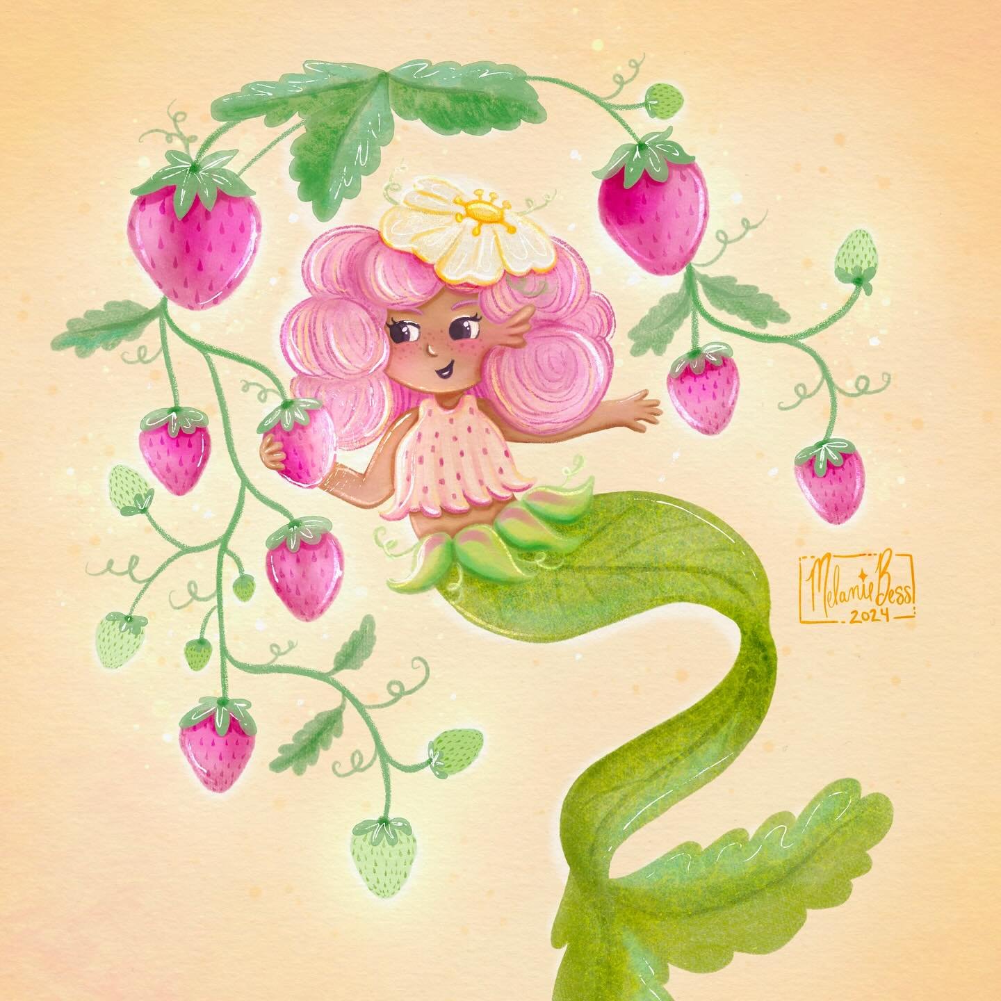 🍓 Strawberry Mermaid 🧜&zwj;♀️

She&rsquo;s so sweet! She is tending all of the baby strawberries in my garden. 🩷  Hopefully she will encourage the birds and bunnies to eat something else this year and not my strawberries&hellip; 😅

Swipe to see m