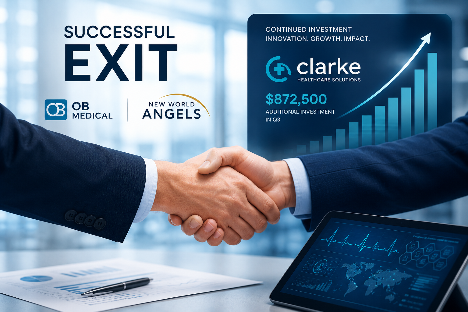 New World Angels Successfully Exits OB Medical Investment Also Invests another $872,500 into Clarke in Q3