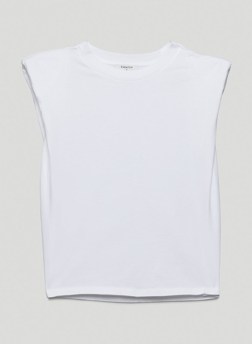 Shoulder Pad T-Shirt in White