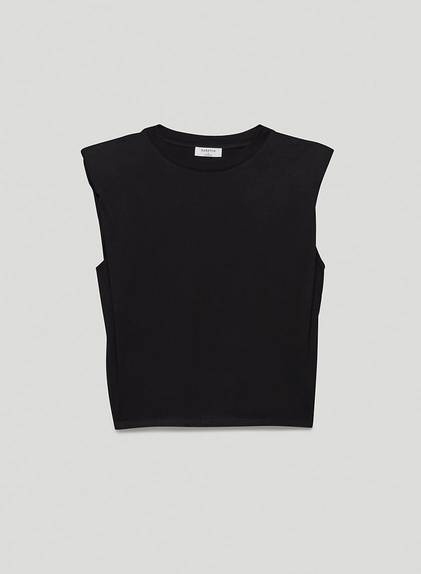 Shoulder Pad T-Shirt in Black